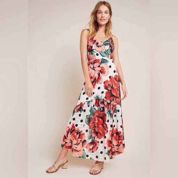 Farm Rio x Anthropologie Riviera Eyelet Maxi Dress - Picture 1 of 3